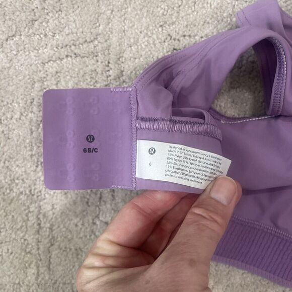 Lululemon Strong Front Bra Women 6 Medium Support B/C Cup Wisteria Purple NO PAD - Picture 7 of 8